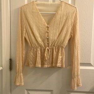 Bohemian lace crop blouse beige-peach color